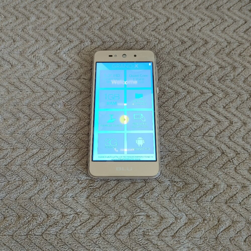 BLU Grand X GSM Unlocked Dual SIM Android 6.0 5" HD Display Smartphone - Gold